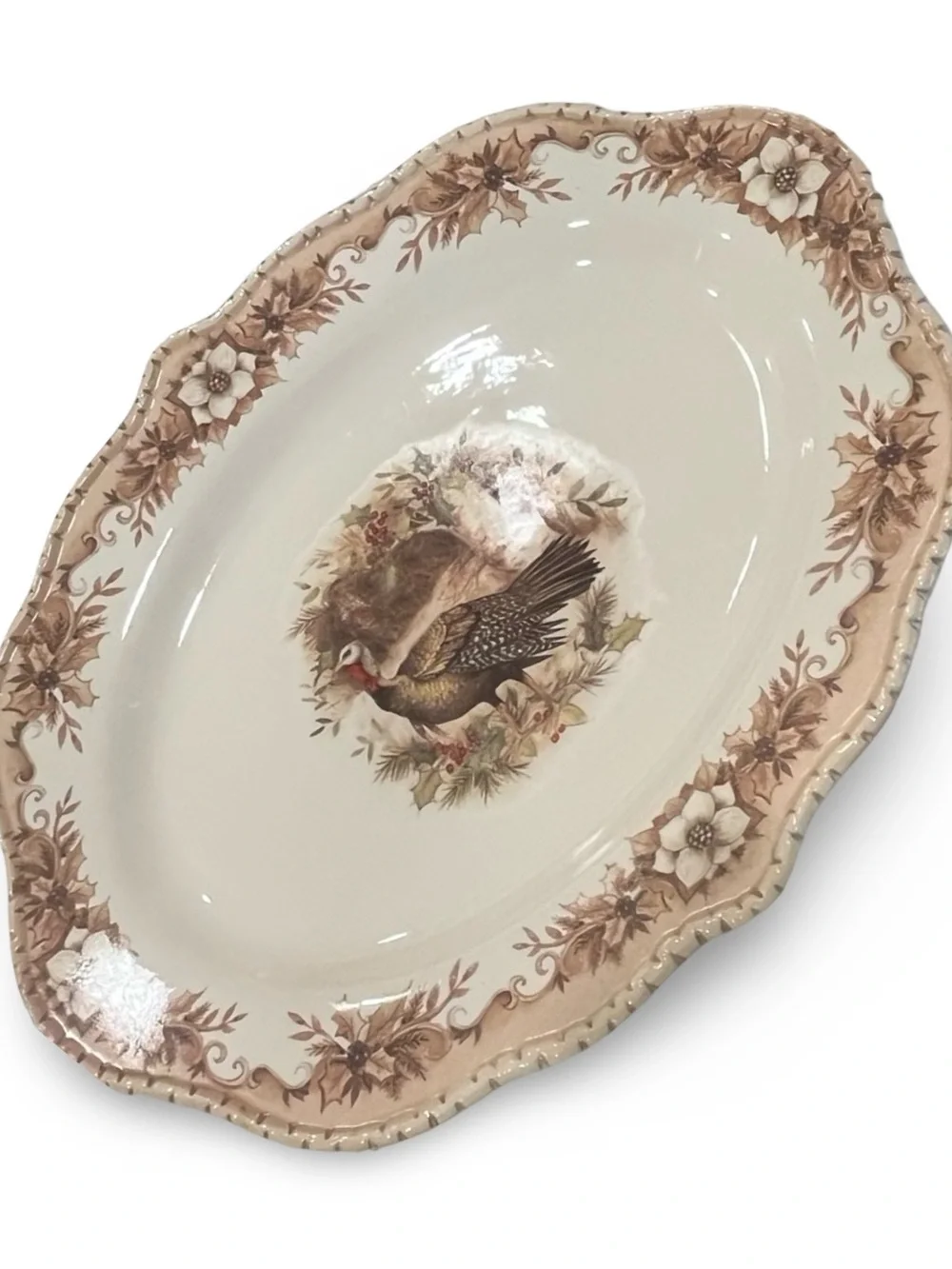 Cracker Barrel Holiday Turkey Stoneware Oval Platter by Susan Winget 15” x 11”